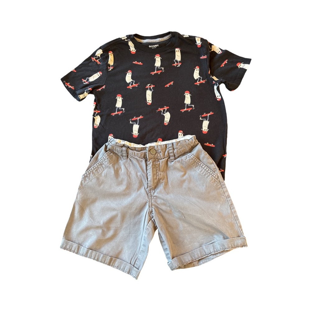 Old Navy Print Tee and Gray Cat & Jack Shorts Set (3 for $12 item)